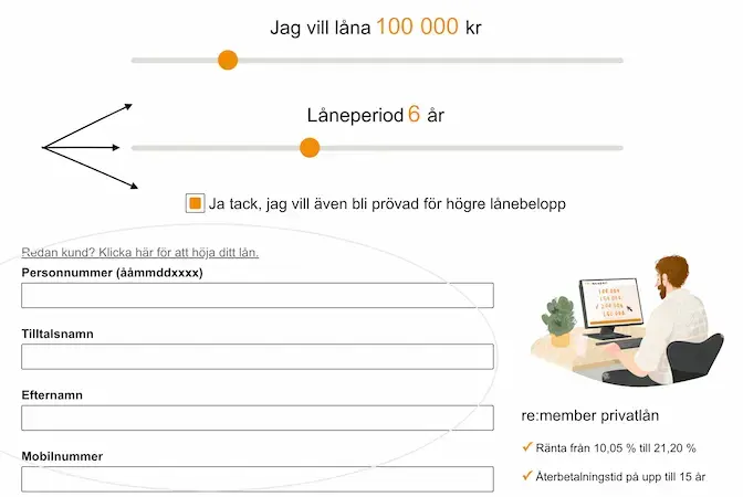 Låneansökan re:member privatlån