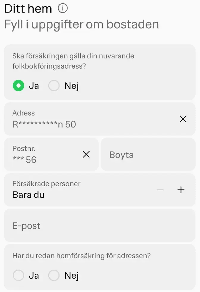 Hedvig ansökningsprocess hemförsäkring